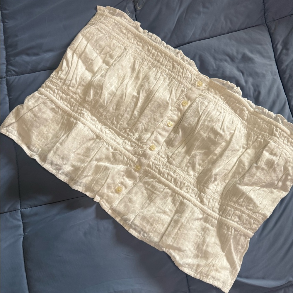 White ruffle bandeau top